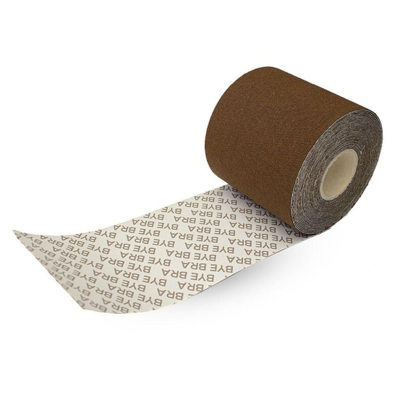 BYE-BRA - Körperklebeband, 5 m x 6,5 cm, mit 3 Paar braunen Nippelabdeckungen