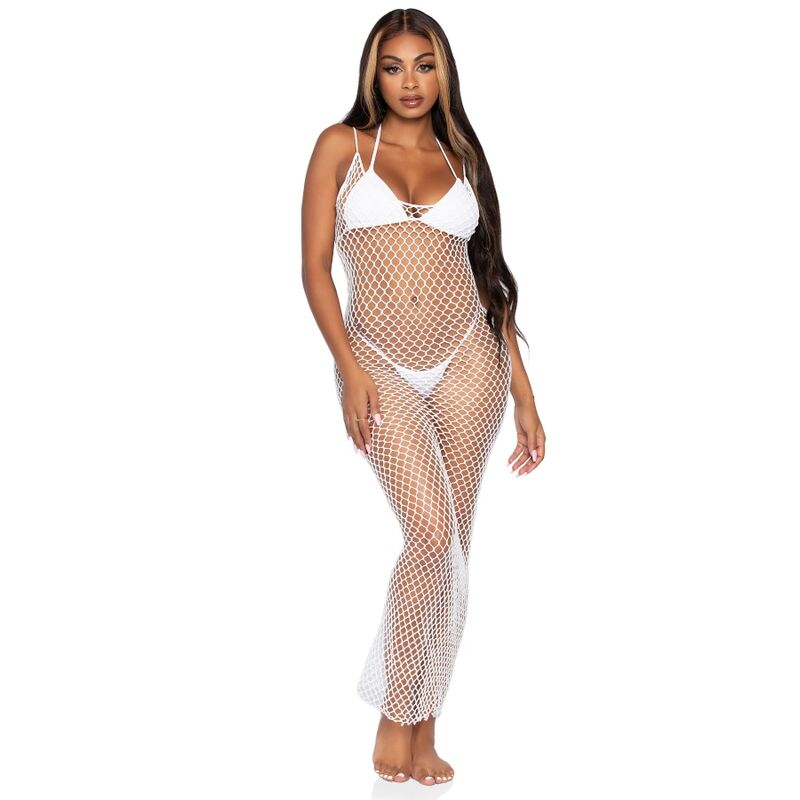 LEG AVENUE – Woven Twist Netz-Maxikleid One Size (Einheitsgröße)