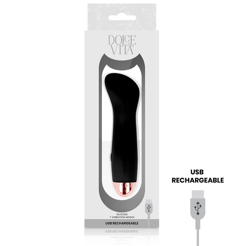 DOLCE VITA - Wiederaufladbarer Vibrator One Schwarz, 7 Geschwindigkeiten