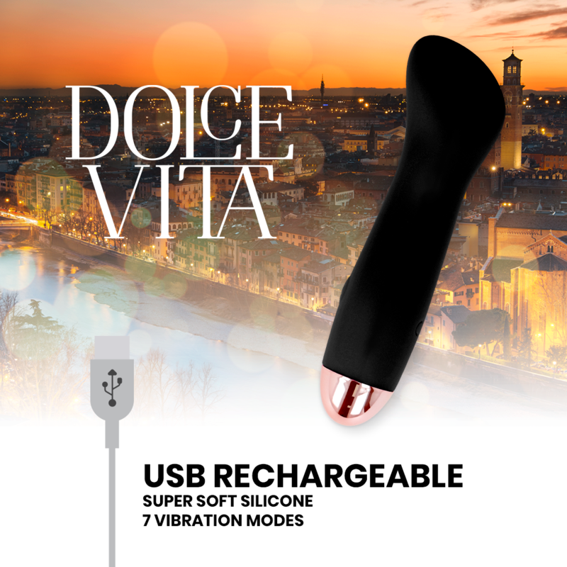 DOLCE VITA - Wiederaufladbarer Vibrator One Schwarz, 7 Geschwindigkeiten