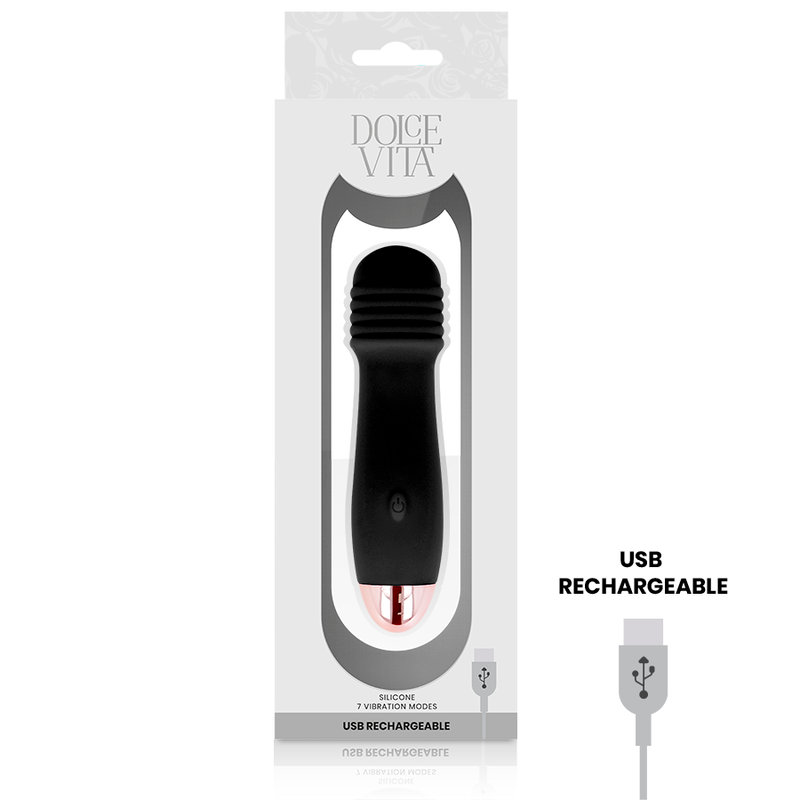 DOLCE VITA - Aufladbarer Vibrator drei Schwarz 7 Geschwindigkeiten
