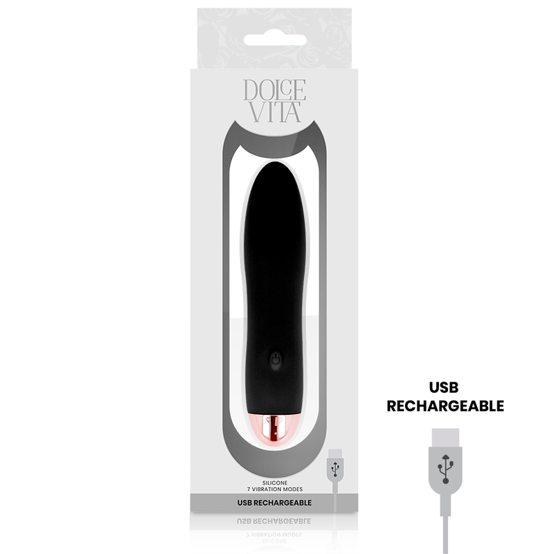 DOLCE VITA - Aufladbarer Vibrator vier Schwarz 7 Geschwindigkeiten
