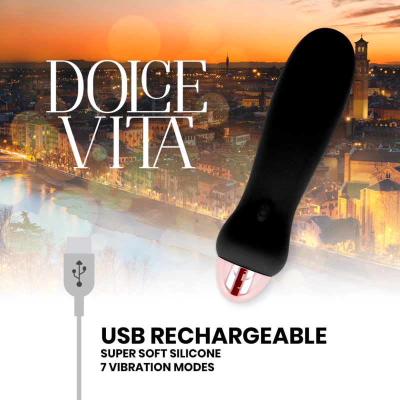 DOLCE VITA - Aufladbarer Vibrator fünf Schwarz 7 Geschwindigkeiten