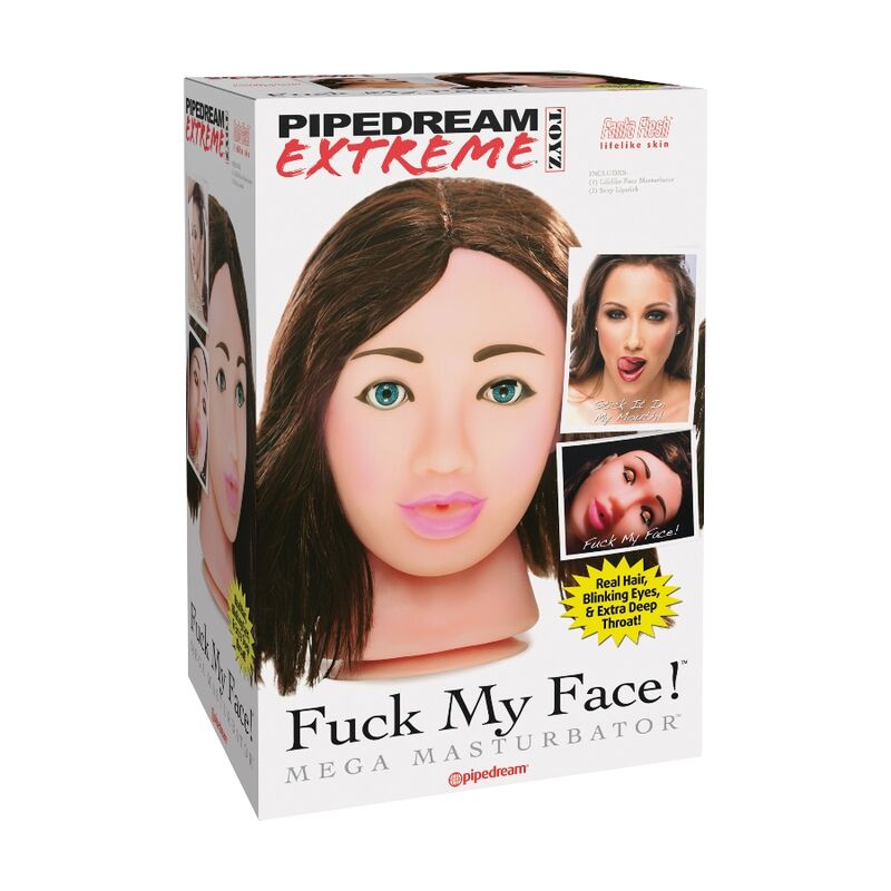 EXTREME TOYZ - Fuck Me Mega Masturbator mit braunhaarigem Gesichtsdesign