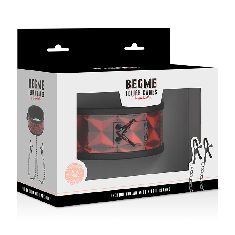BEGME – Red Edition Halsband mit Nippelklemmen mit Neoprenfutter