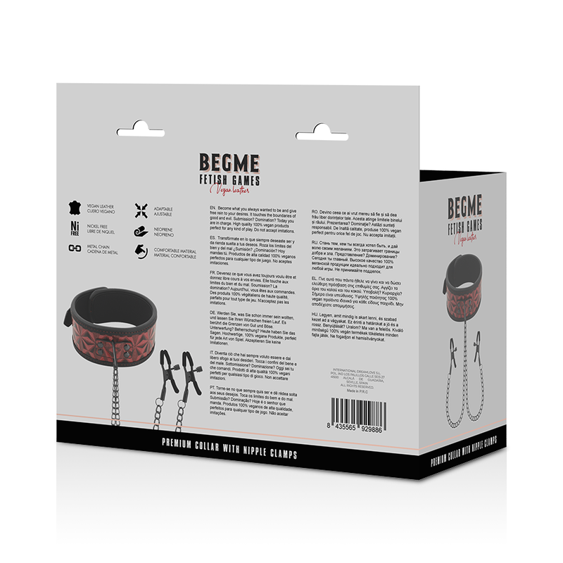 BEGME – Red Edition Halsband mit Nippelklemmen mit Neoprenfutter