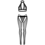 LEG AVENUE – Netz-Top, G-String und Strumpfhose
