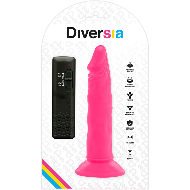 DIVERSIA - Flexibler vibrierender Dildo Rosa, 23 cm, Ø 4,3 cm