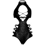LEG AVENUE – Bodysuit mit Cut-Outs und Trägerdetails Schwarz One Size (Einheitsgröße)