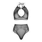 LEG AVENUE – Zweiteiliges Set Neckholder Crop-Top & Tanga-Höschen One Size (Einheitsgröße)