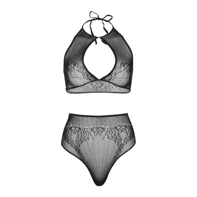 LEG AVENUE – Zweiteiliges Set Neckholder Crop-Top & Tanga-Höschen One Size (Einheitsgröße)