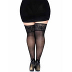 LEG AVENUE – Strumpfhose Schwarz mit Spitze & Satin-Schleife Plus Size