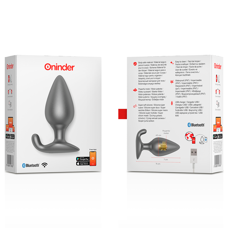 ONINDER - Rio vibrierender Analplug Schwarz - Kostenlose App
