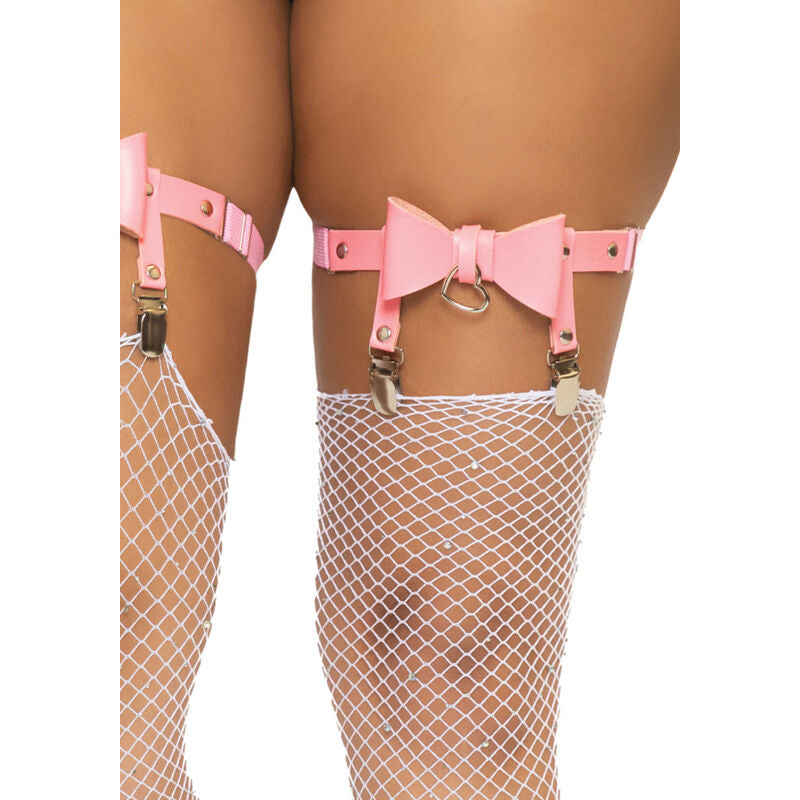 LEG AVENUE – Kunstleder-Oberteil mit hohem Strumpfband One Size