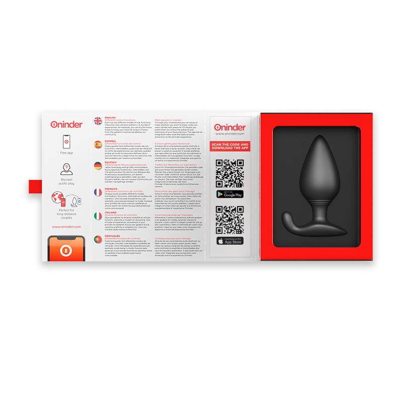 ONINDER - Rio vibrierender Analplug Schwarz - Kostenlose App