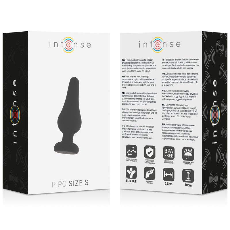 INTENSE - Pipo S Analplug aus schwarzem Silikon, 9,8 cm