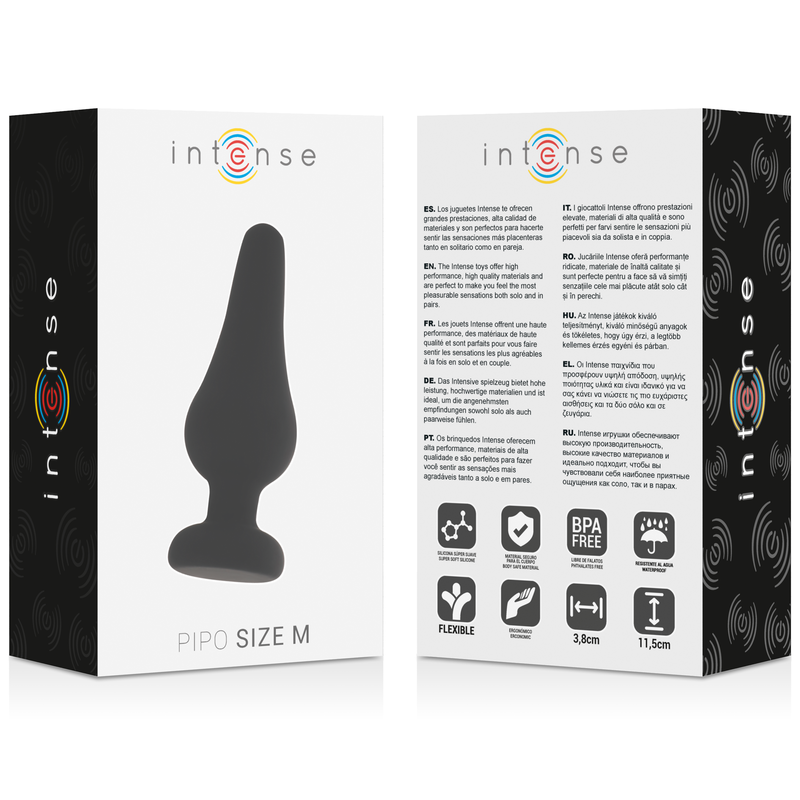 INTENSE - Pipo M Analplug aus schwarzem Silikon, 11 cm