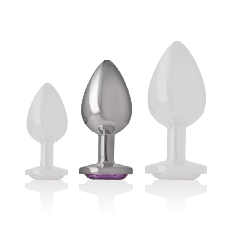 INTENSE - Analplug aus Aluminium mit violettem Kristall, Größe M