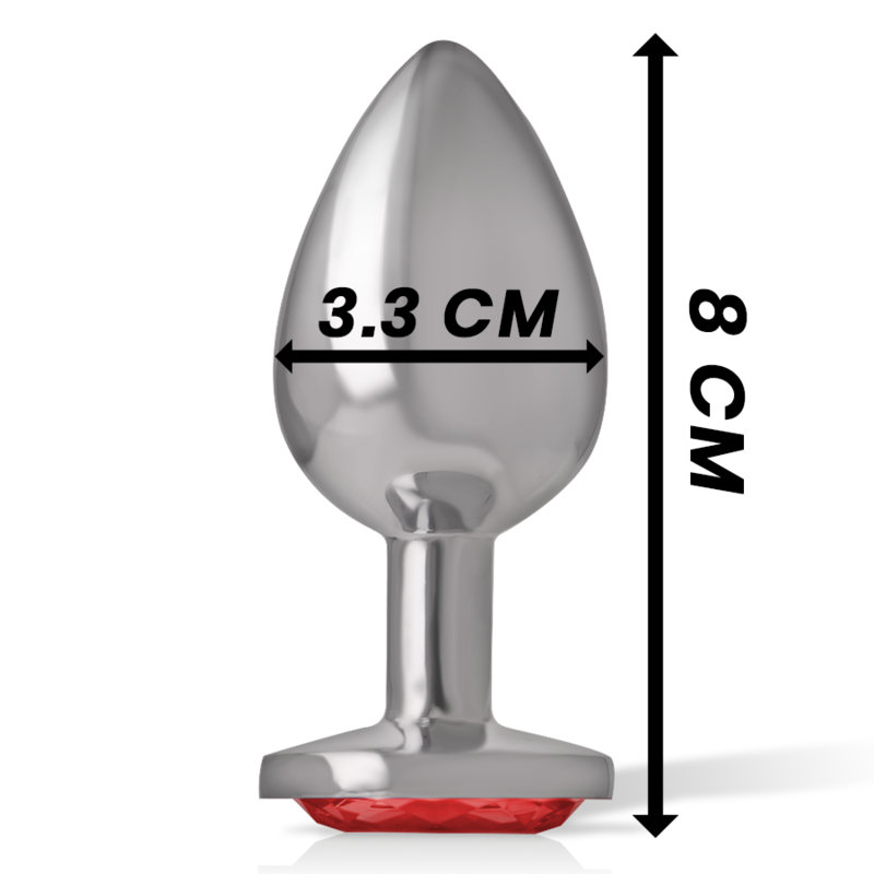 Intense - Metall-Analstecker mit rotem Kristall, Größe M