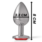 Intense - Metall-Analstecker mit rotem Kristall, Größe M