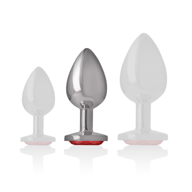 Intense - Metall-Analstecker mit rotem Kristall, Größe M