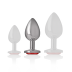 Intense - Metall-Analstecker mit rotem Kristall, Größe M