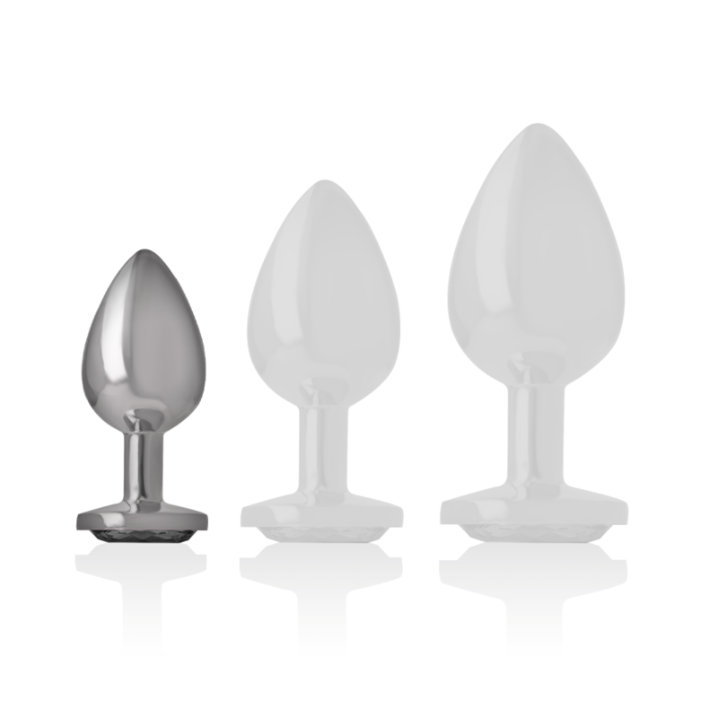 INTENSE - Analplug aus Aluminium mit schwarzem Kristall, Größe S