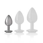 INTENSE - Analplug aus Aluminium mit schwarzem Kristall, Größe S