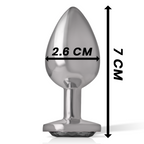 INTENSE - Analplug aus Aluminium mit schwarzem Kristall, Größe S