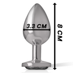 INTENSE - Analplug aus Aluminium mit schwarzem Kristall, Größe M
