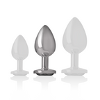 INTENSE - Analplug aus Aluminium mit schwarzem Kristall, Größe M