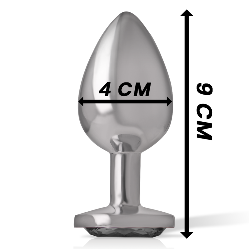 INTENSE - Analplug aus Aluminium mit schwarzem Kristall