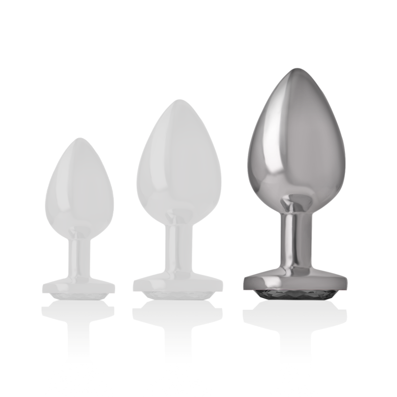 INTENSE - Analplug aus Aluminium mit schwarzem Kristall