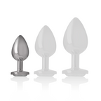 INTENSE - Analplug aus Aluminium mit silbernem Kristall, Größe S