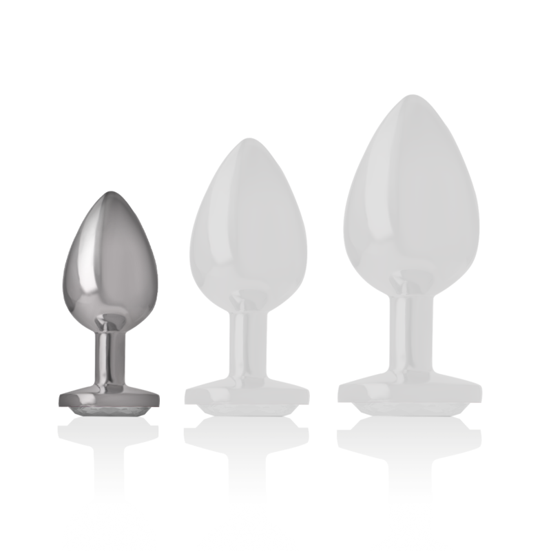 INTENSE - Analplug aus Aluminium mit silbernem Kristall, Größe S