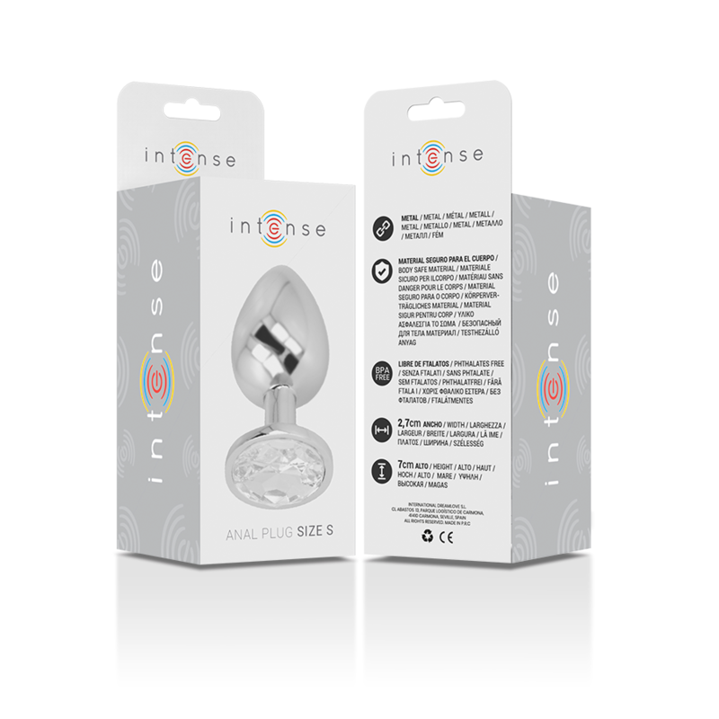 INTENSE - Analplug aus Aluminium mit silbernem Kristall, Größe S