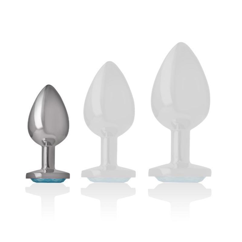 INTENSE - Analplug aus Aluminium mit blauem Kristall, Größe S
