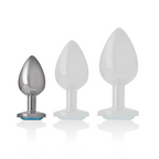 INTENSE - Analplug aus Aluminium mit blauem Kristall, Größe S