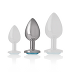 INTENSE - Analplug aus Aluminium mit blauem Kristall, Größe M