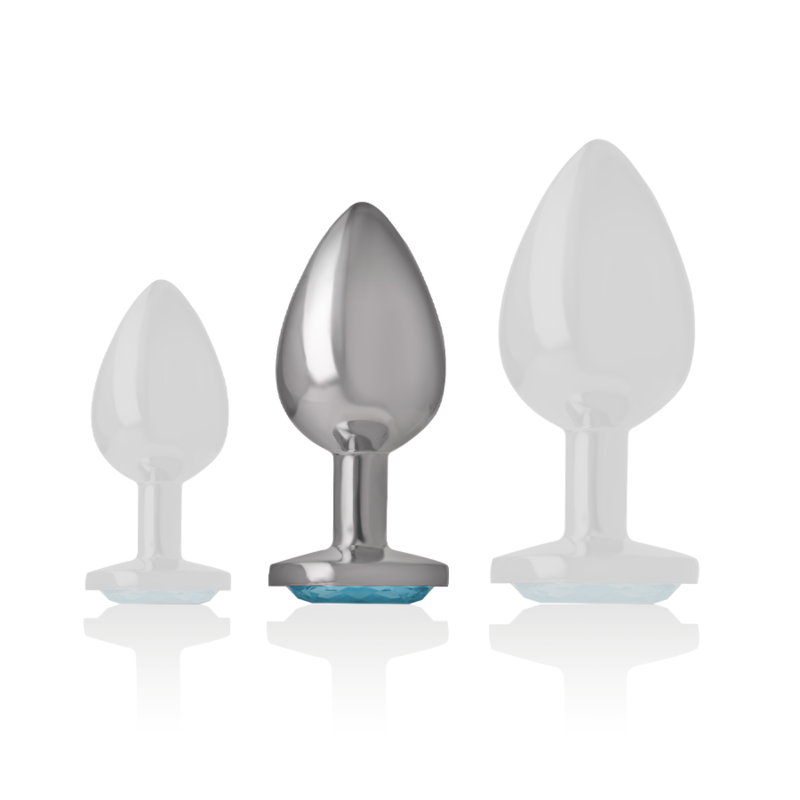 INTENSE - Analplug aus Aluminium mit blauem Kristall, Größe M