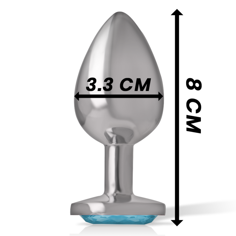 INTENSE - Analplug aus Aluminium mit blauem Kristall, Größe M