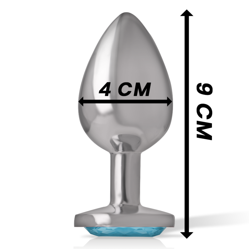INTENSE - Analplug aus Aluminium mit blauem Kristall, Größe L