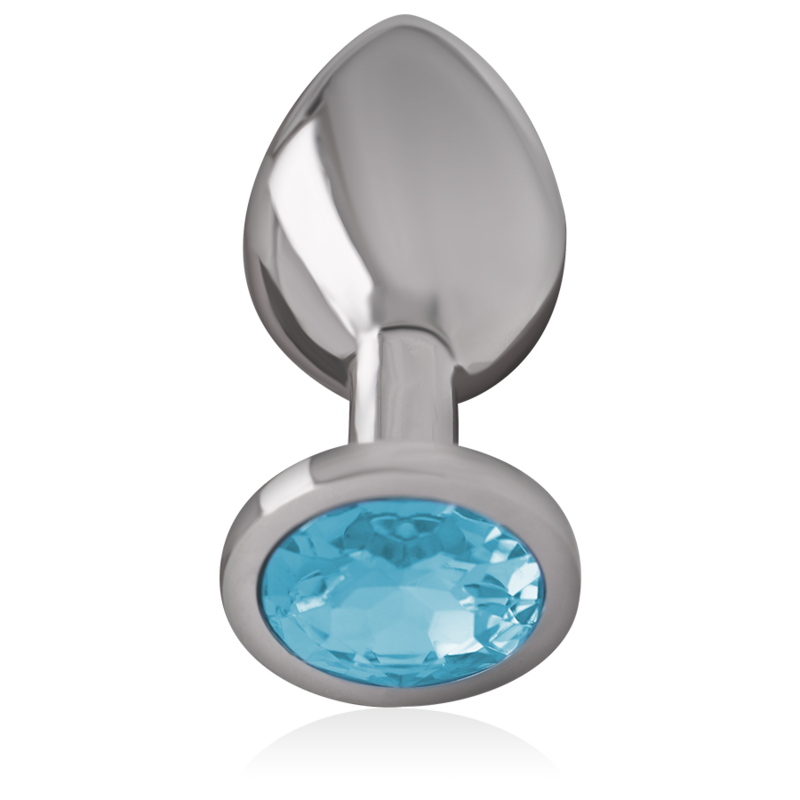 INTENSE - Analplug aus Aluminium mit blauem Kristall, Größe M