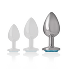 INTENSE - Analplug aus Aluminium mit blauem Kristall, Größe L
