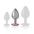 Intense - Analplug aus Aluminiummetall mit rosa Kristall, Größe M