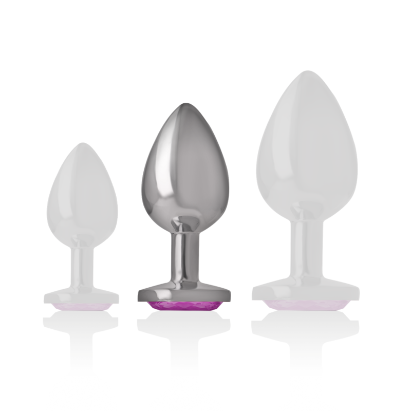 Intense - Analplug aus Aluminiummetall mit rosa Kristall, Größe M