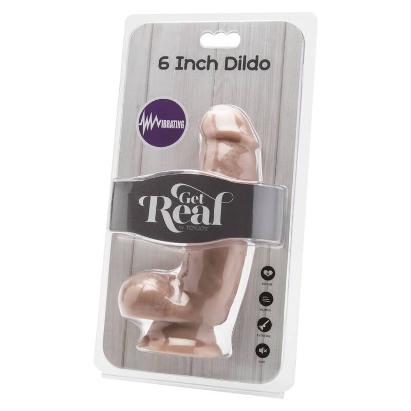 GET REAL - Vibrierender Dildo mit Hoden Hautfarben, 12 cm