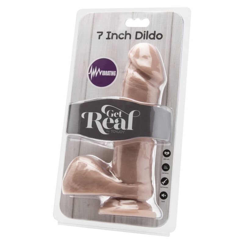 GET REAL - Vibrierender Dildo mit Hoden Hautfarben, 18 cm