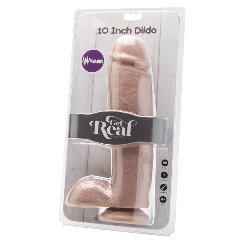 GET REAL - Vibrierender Dildo mit Hoden Hautfarben, 25,5 cm