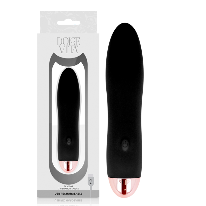 DOLCE VITA - Aufladbarer Vibrator vier Schwarz 7 Geschwindigkeiten